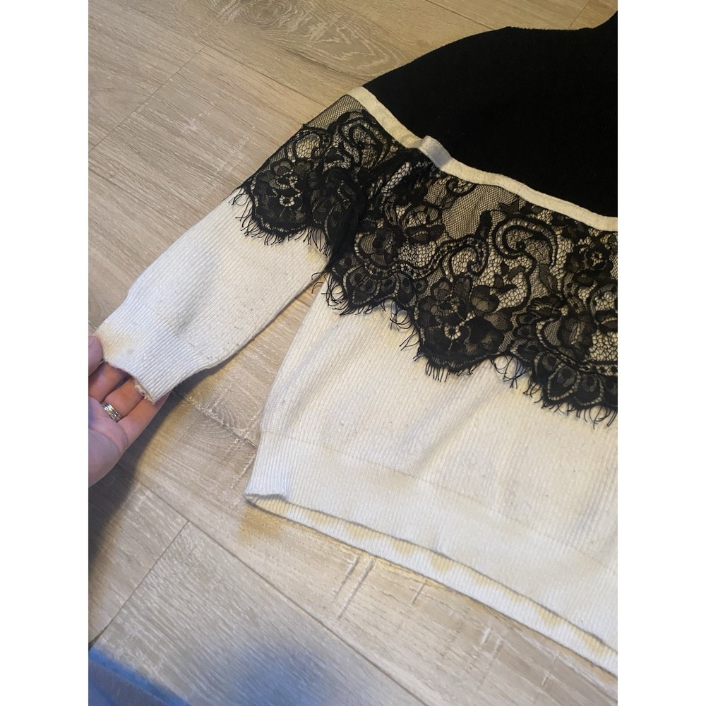 Dolce & Gabbana Black White Lace Panel Knit Sweater Women's Made In Italy - Picture 3 of 7